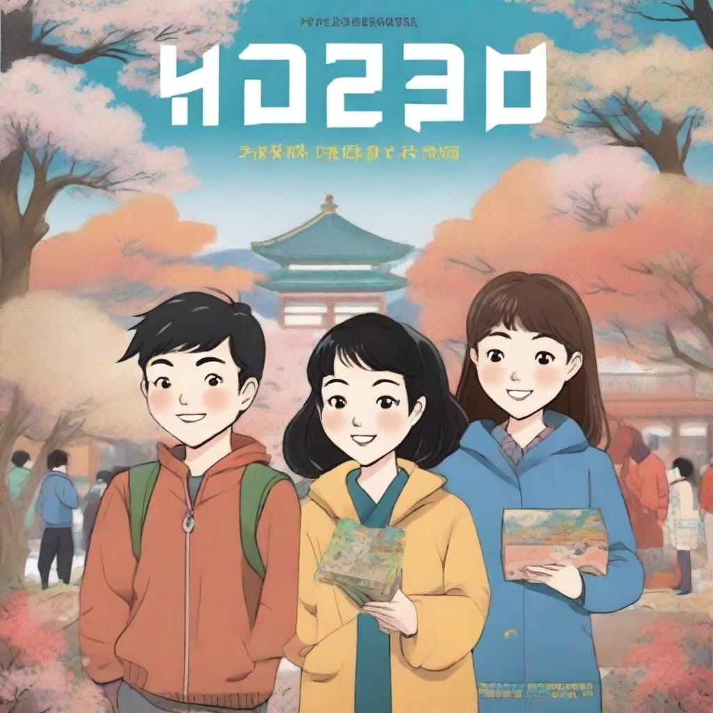 A high-quality Korean comic-style book cover art, showcasing a cheerful group of people engaged in lively conversations