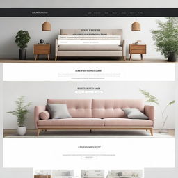 Modify the design of the modern online furniture store homepage to a width of 1440px ensuring the image contains clear, readable text.