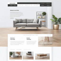 Modify the design of the modern online furniture store homepage to a width of 1440px ensuring the image contains clear, readable text.