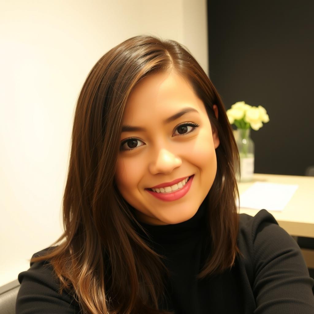 A portrait of a person with neatly styled hair, looking polished and well-groomed