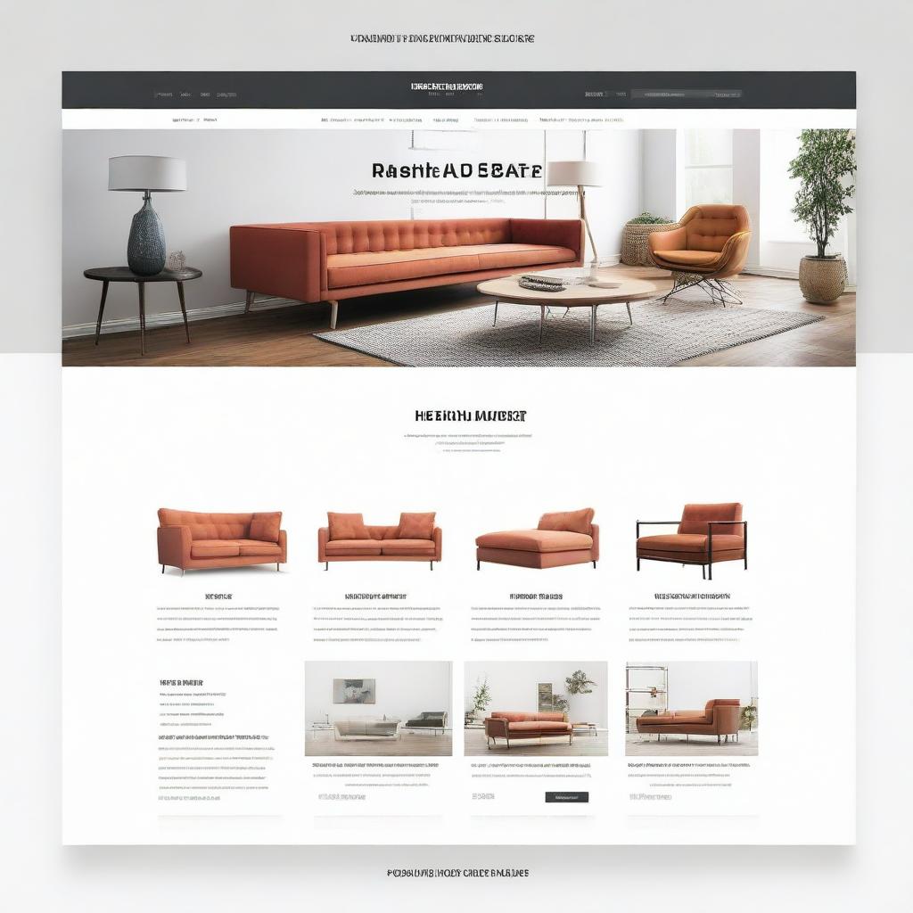 Modify the design of the modern online furniture store homepage to a width of 1440px ensuring the image contains clear, readable text.