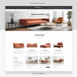 Modify the design of the modern online furniture store homepage to a width of 1440px ensuring the image contains clear, readable text.