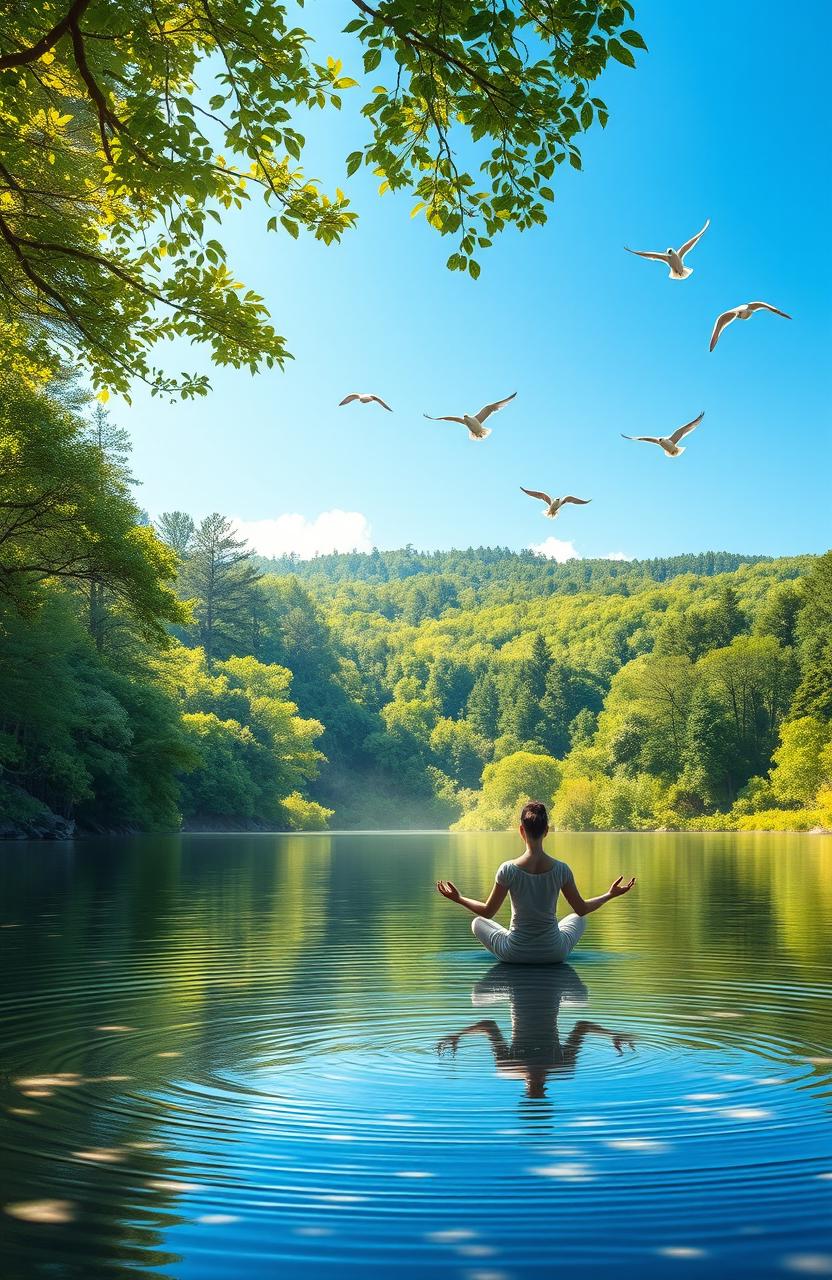 A serene and tranquil landscape representing personal growth and positivity