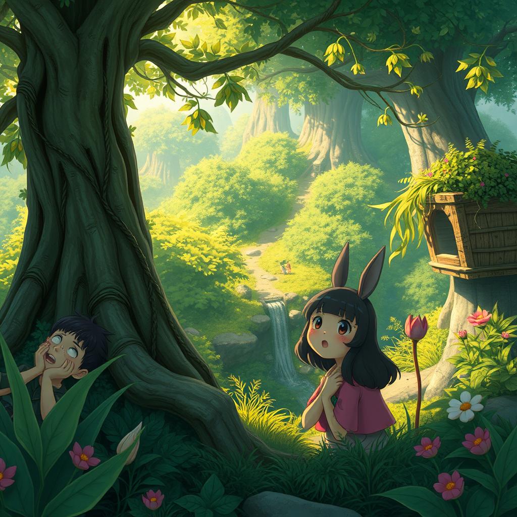 A realistic depiction in the style of Studio Ghibli, capturing the whimsical and enchanting atmosphere synonymous with their films