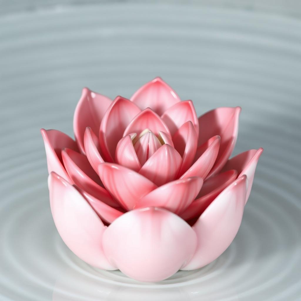 A beautifully crafted porcelain pink lotus flower box, with intricate details and a glossy finish