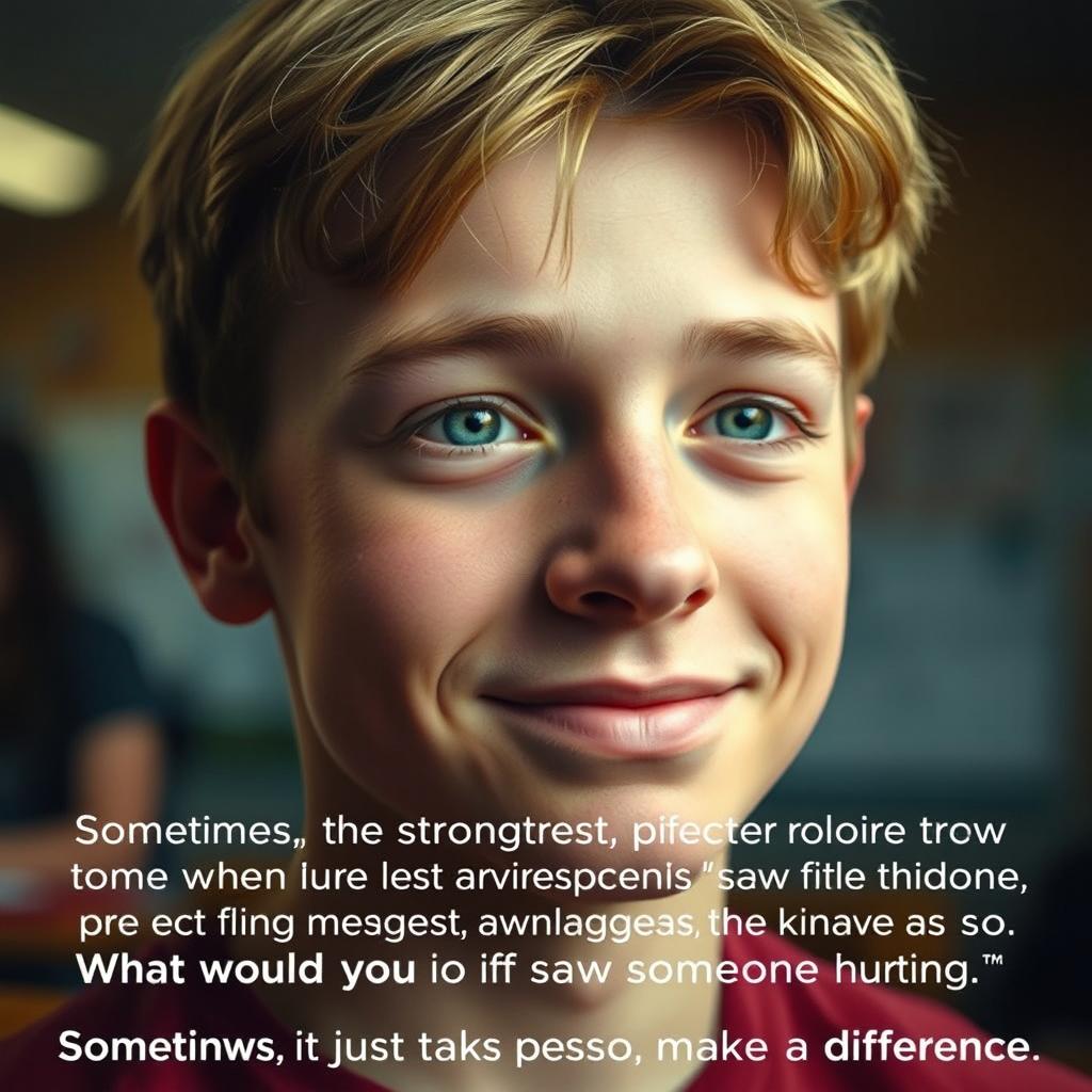 A close-up shot of a teenage boy, Ethan, capturing a moment of pride and peace on his face