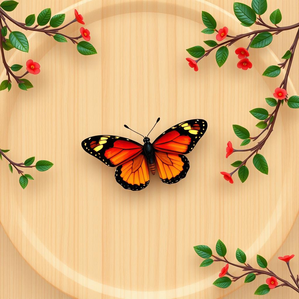 A high-definition image featuring a simple light brown wooden background resembling a wooden plate