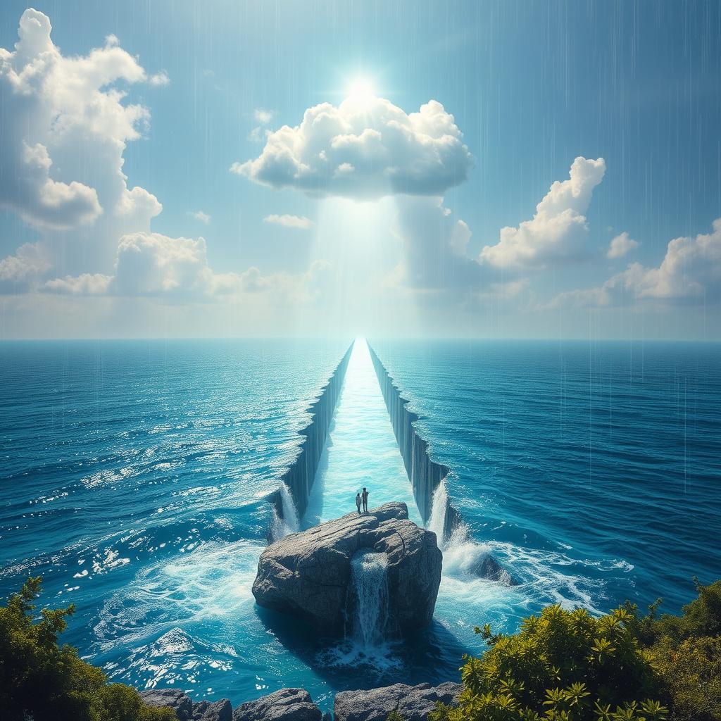 A serene and spiritual landscape that encapsulates the essence of divine freedom and human agency