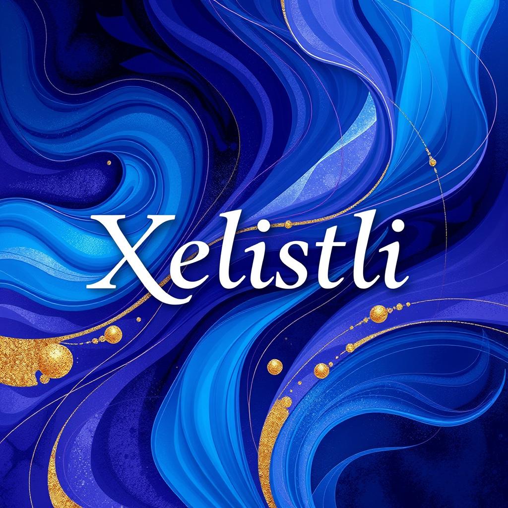 An artistic background featuring an abstract design with flowing shapes and vibrant colors, suitable for overlaying the text 'Xelistli'