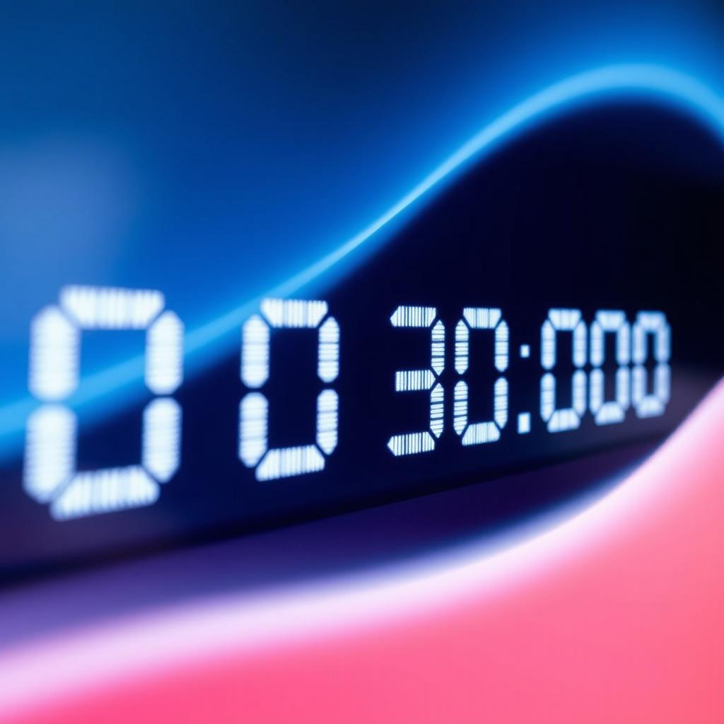 A close-up shot of a stylish, modern digital display showing the numbers transitioning from '0