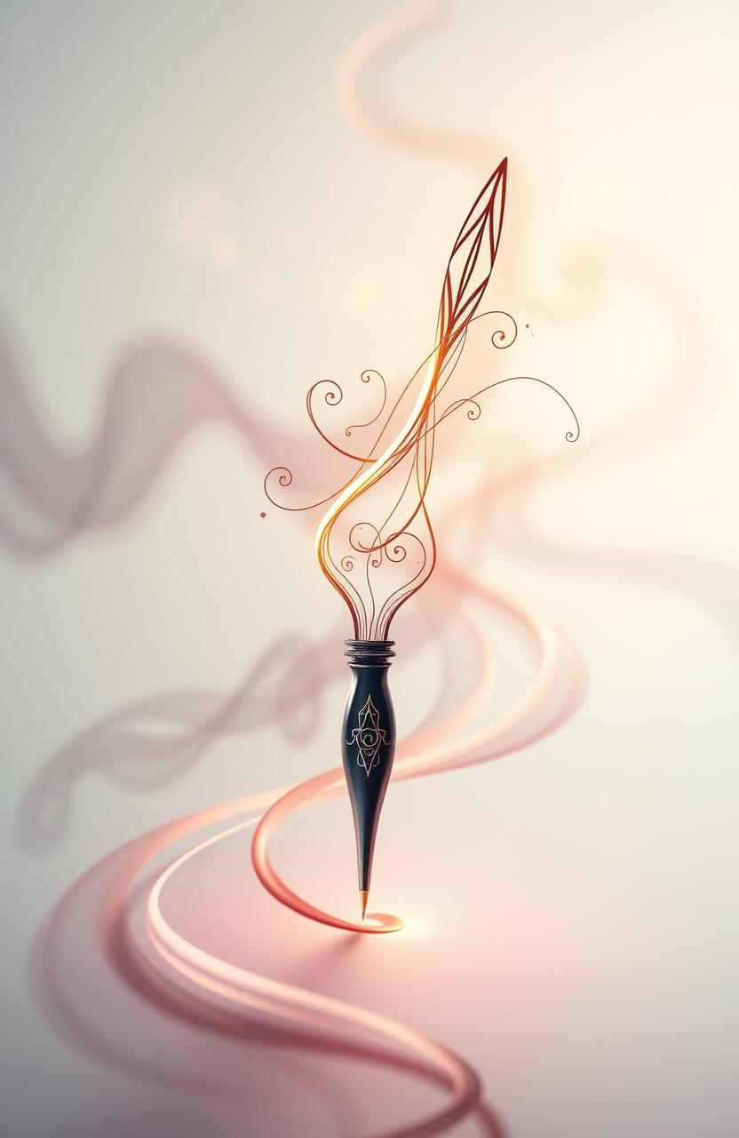 A stunning artistic representation of the concept "Goresan pena: antara isi dan hati"