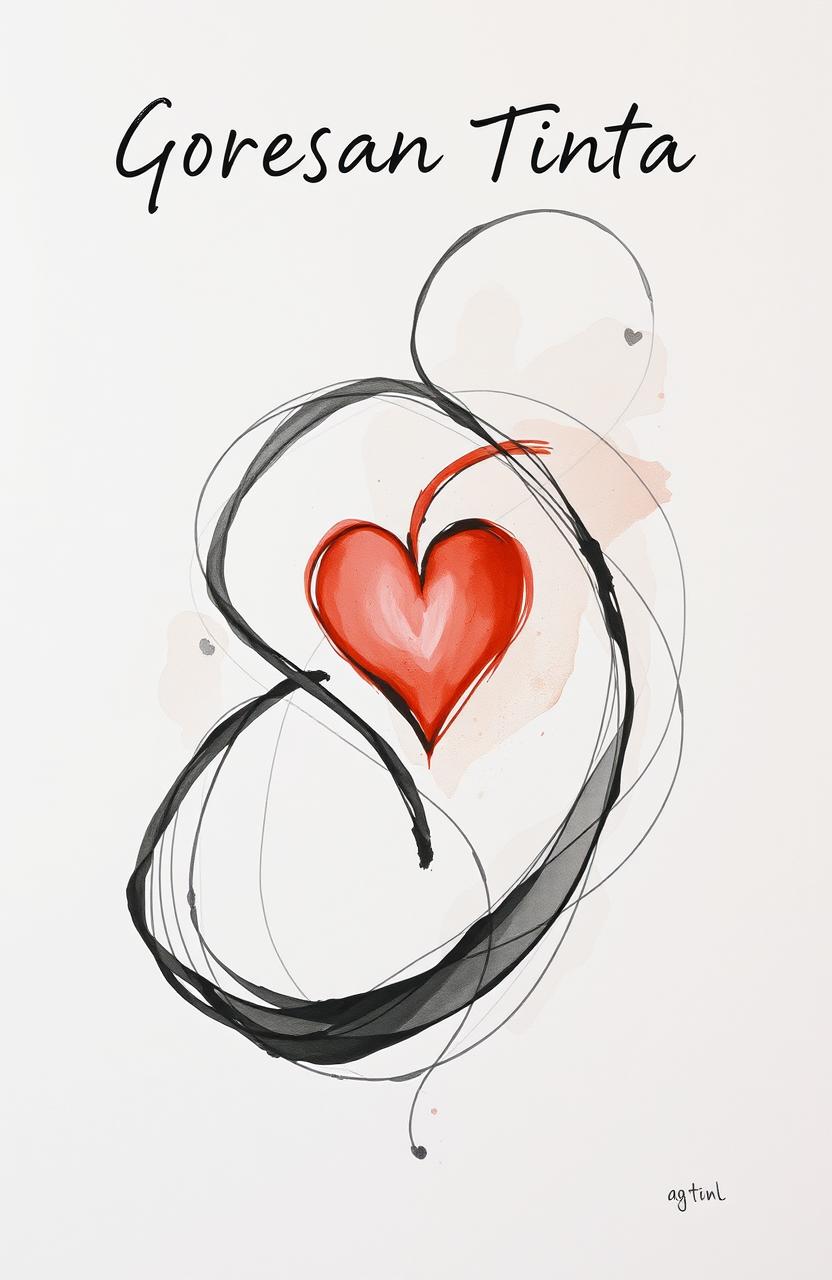 A captivating and abstract illustration representing the concept of 'Goresan Tinta: antara isi dan hati'