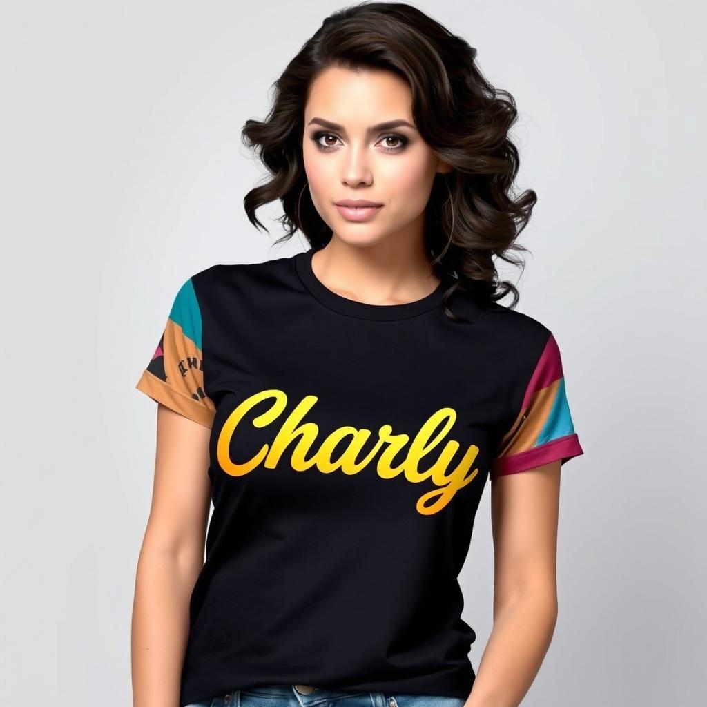 A stylish t-shirt featuring the name 'Charly' prominently displayed on the front