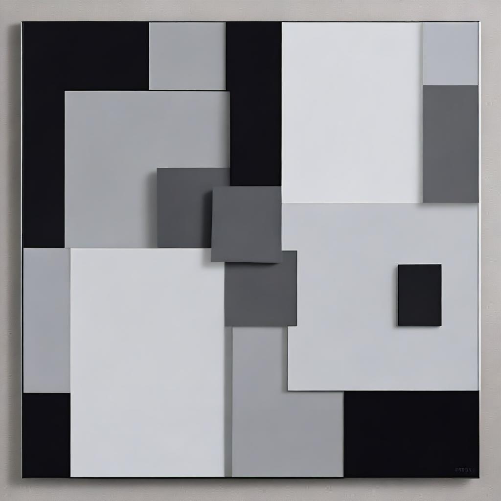 Create a sophisticated image featuring two equal-sized squares: one in a deep shade of black, the other in a soft shade of grey, side by side in perfect harmony.