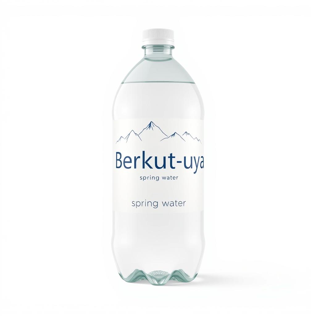 A label design for a 5-liter plastic bottle of spring water featuring the name 'Berkut-uya'