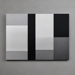 Create a sophisticated image featuring two equal-sized squares: one in a deep shade of black, the other in a soft shade of grey, side by side in perfect harmony.