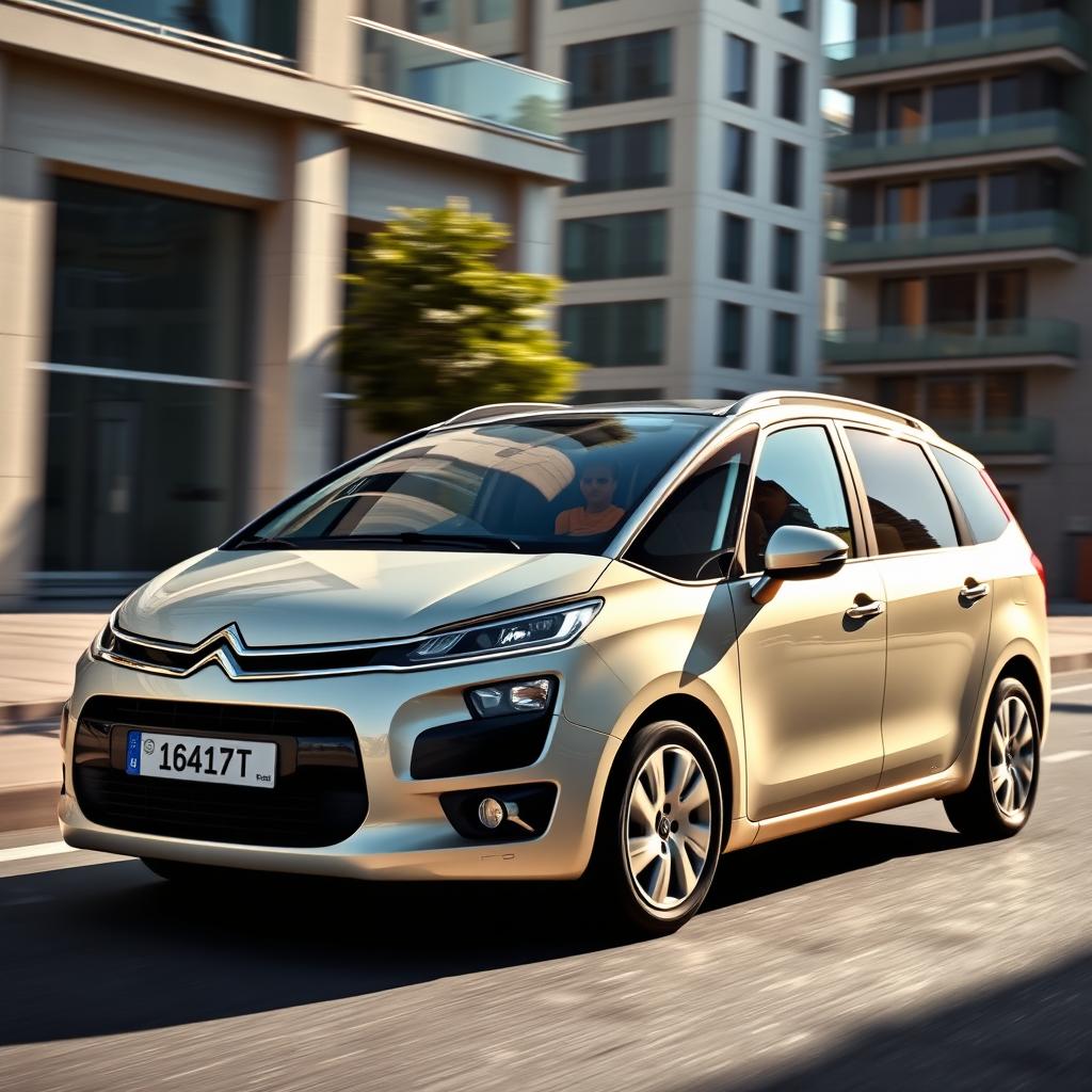 A vibrant and dynamic image of a 2008 Citroen C4 Picasso, showcasing its modern design and sleek lines
