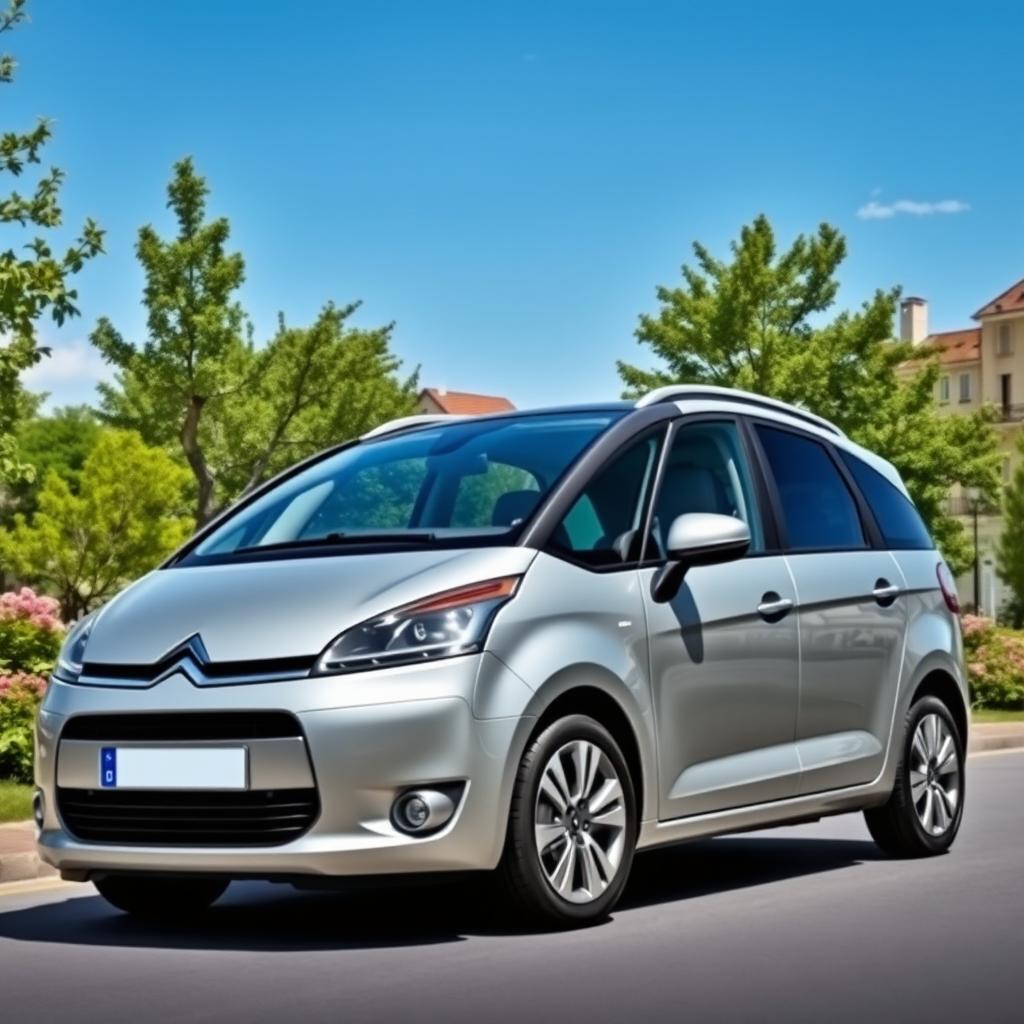A captivating artistic depiction of a 2008 Citroen C4 Picasso, emphasizing its stylish and innovative design