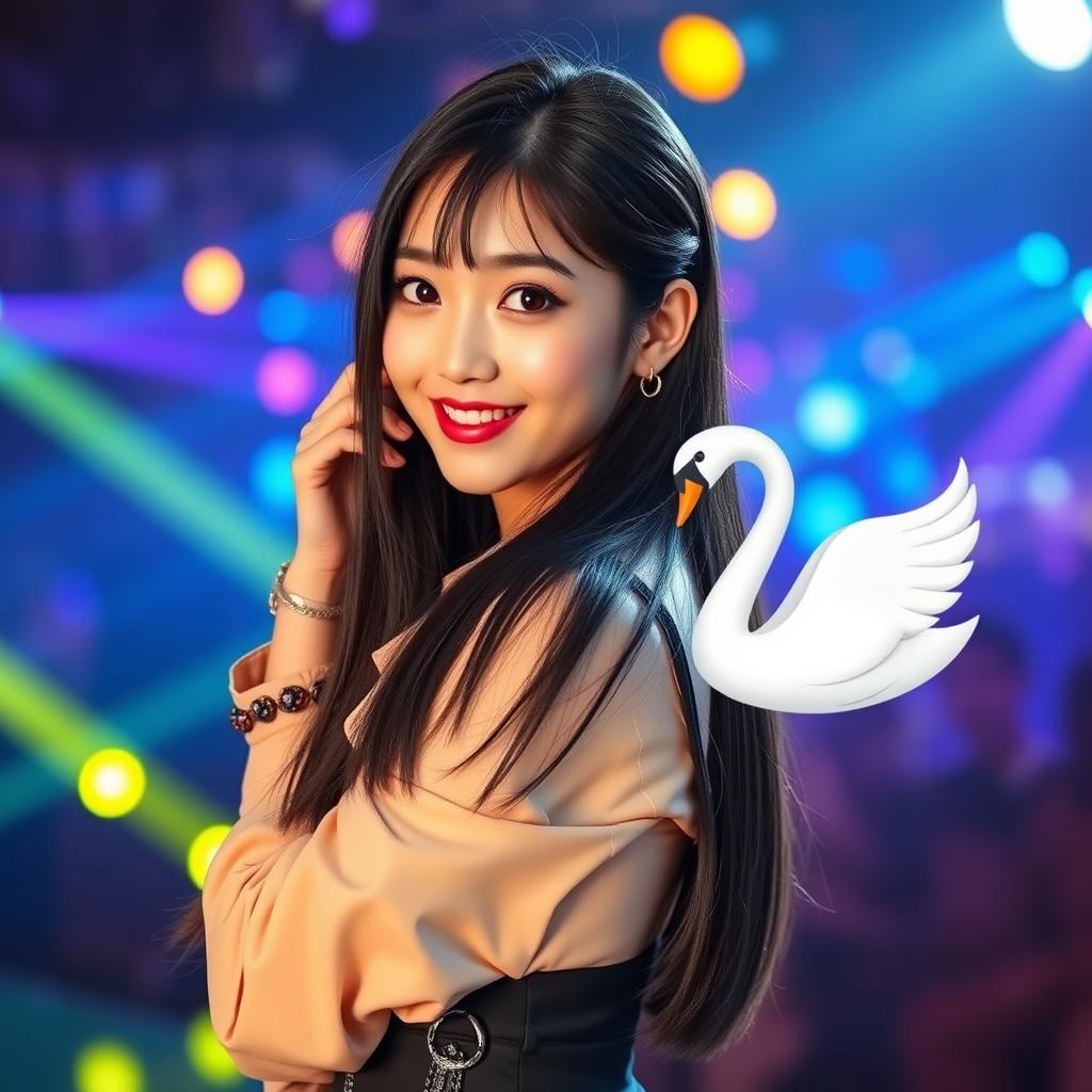 A stylish and captivating young woman, embodying the character of Yura (유라)