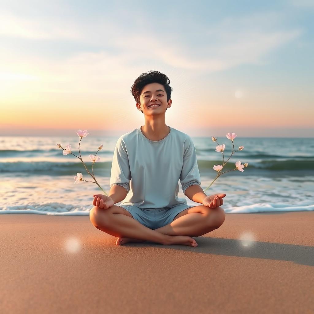 An artistic representation of an individual enjoying a moment of self-celebration, embodying peace and serenity