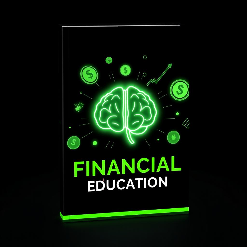 A modern and minimalist eBook cover for financial education, featuring a dark black background with neon green accents