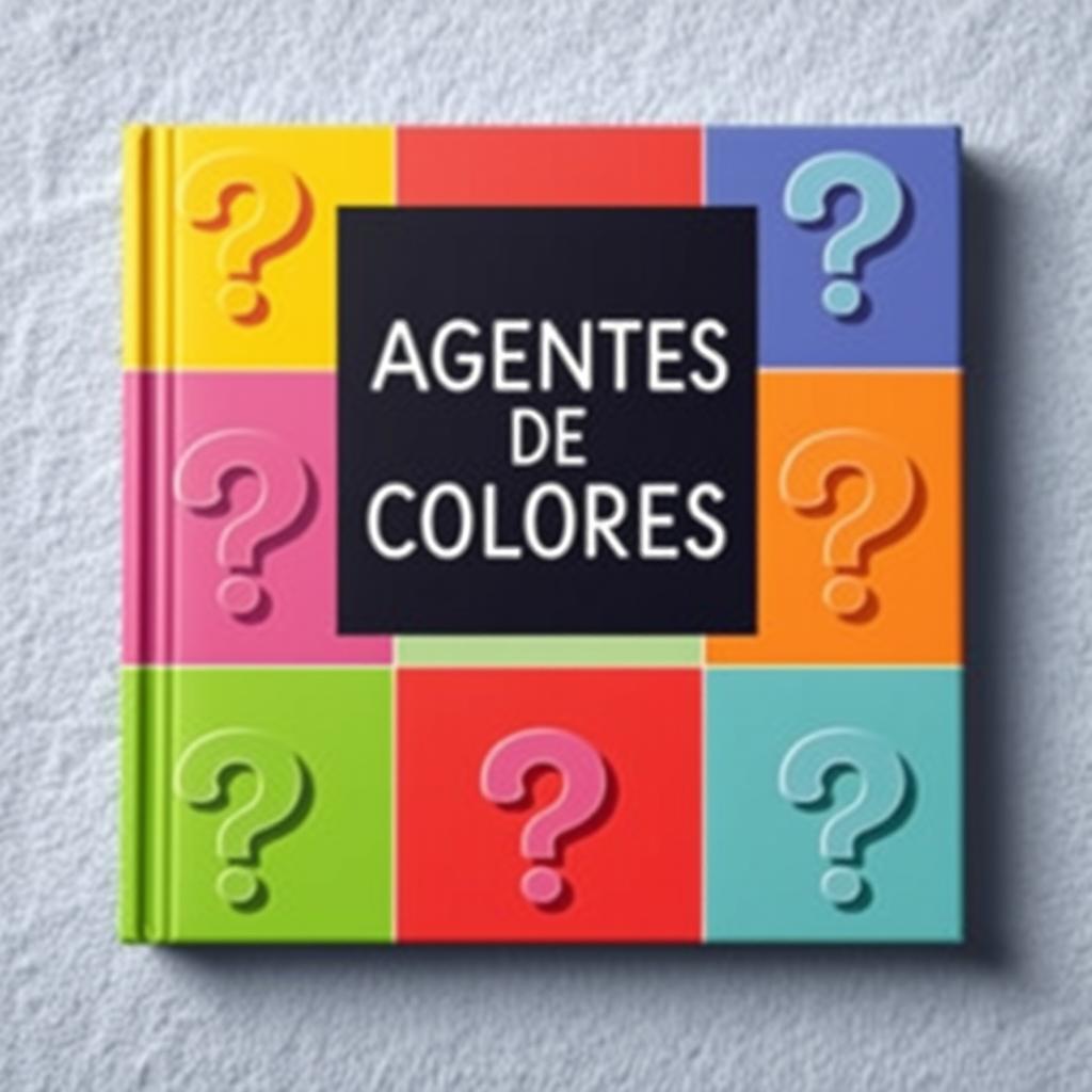 A book cover design featuring the title 'AGENTES DE COLORES' prominently displayed
