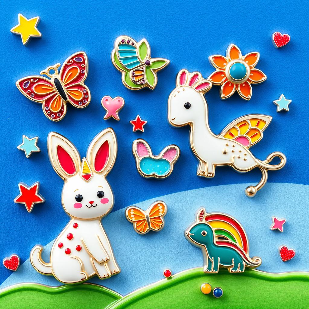 Vibrant jewelry enamel art designed specifically for children, featuring playful and colorful designs that captivate young imaginations
