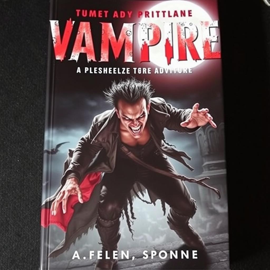 A striking book cover featuring a deranged vampire with wild, piercing eyes and an unsettling smile