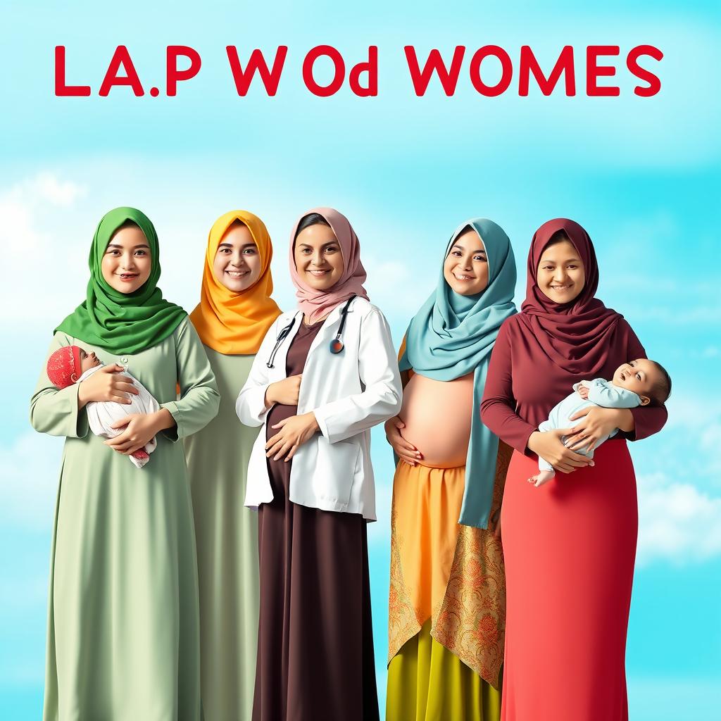 A vibrant poster featuring a row of four women standing with half a centimeter distance between them