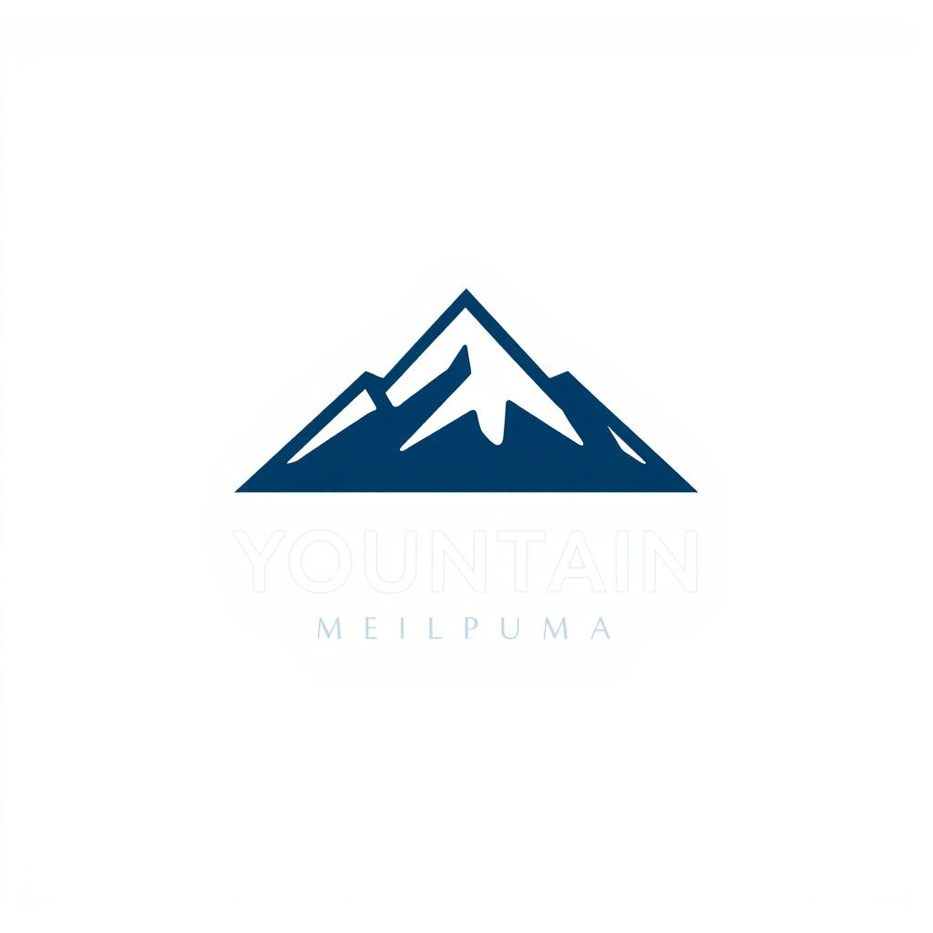 A modern and minimalist logo design featuring a geometric shape with an abstract representation of a mountain and water