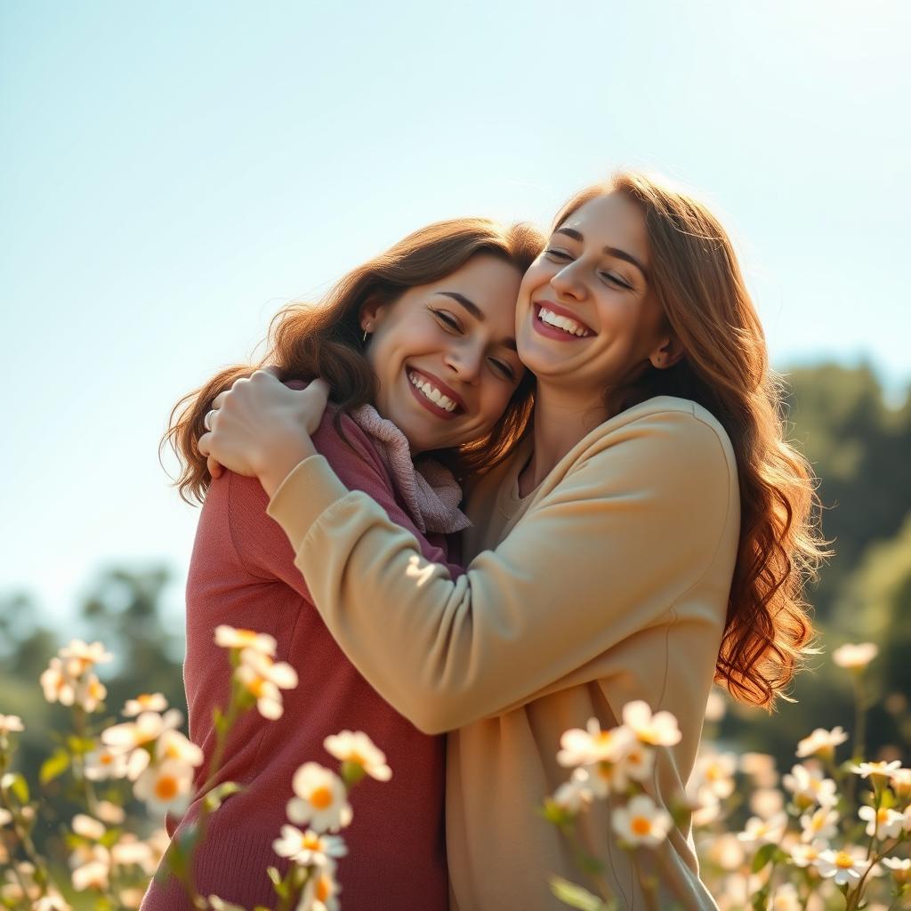 A warm and heartfelt depiction of two people sharing a loving embrace