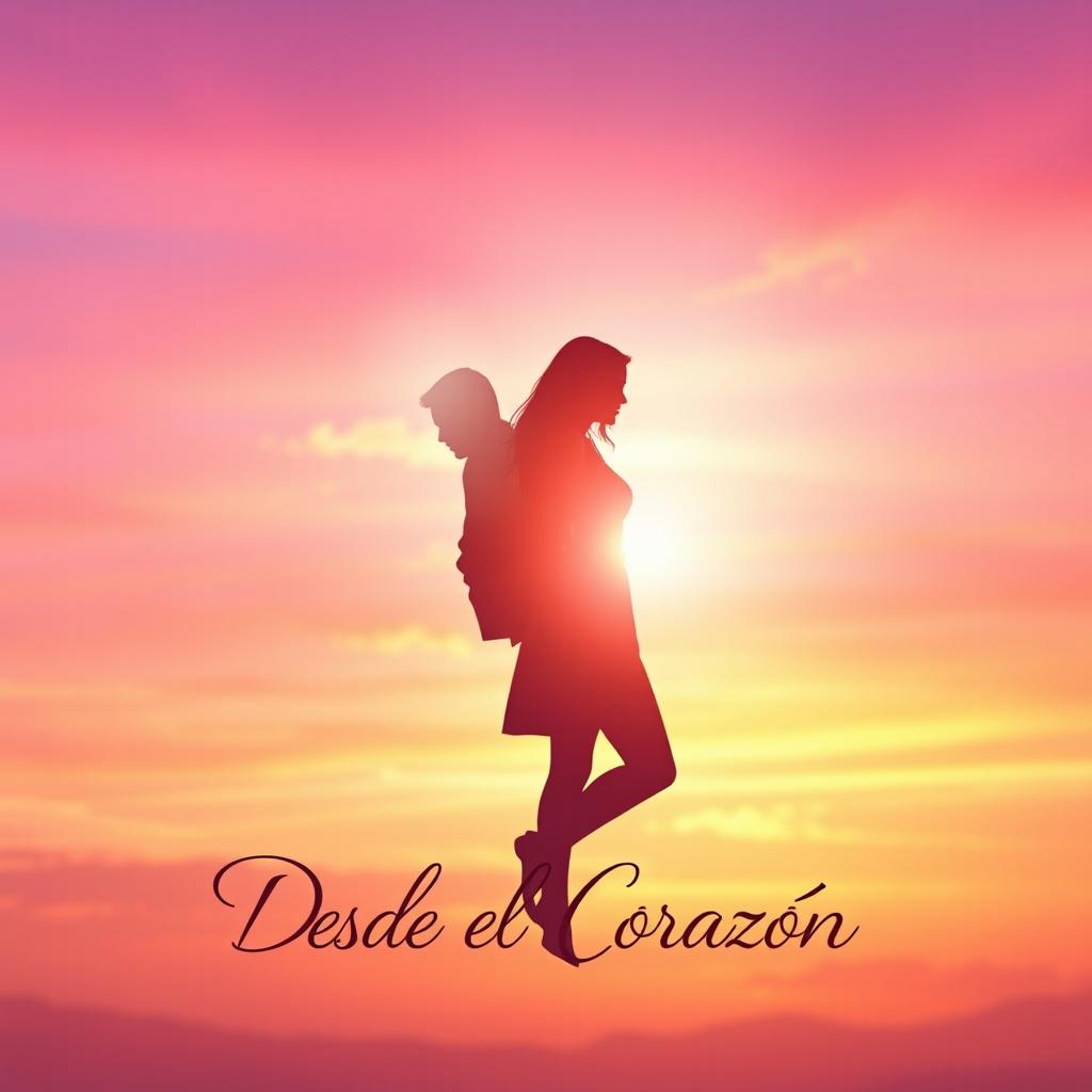 A modern album cover for a ballad titled "Desde el Corazón" that beautifully expresses themes of harmony and love