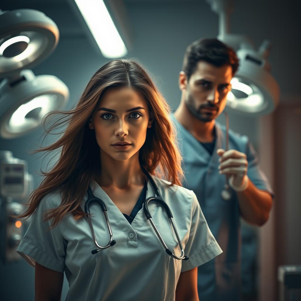 A dramatic and emotional scene set in the cardiac surgery wing of a hospital, conveying the intense atmosphere where hearts are healed or broken