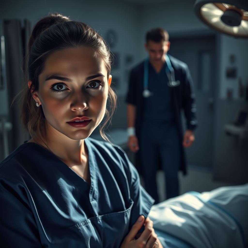 A dramatic and intense hospital scene set in the cardiac surgery ward, capturing the essence of emotional turmoil and professional intensity