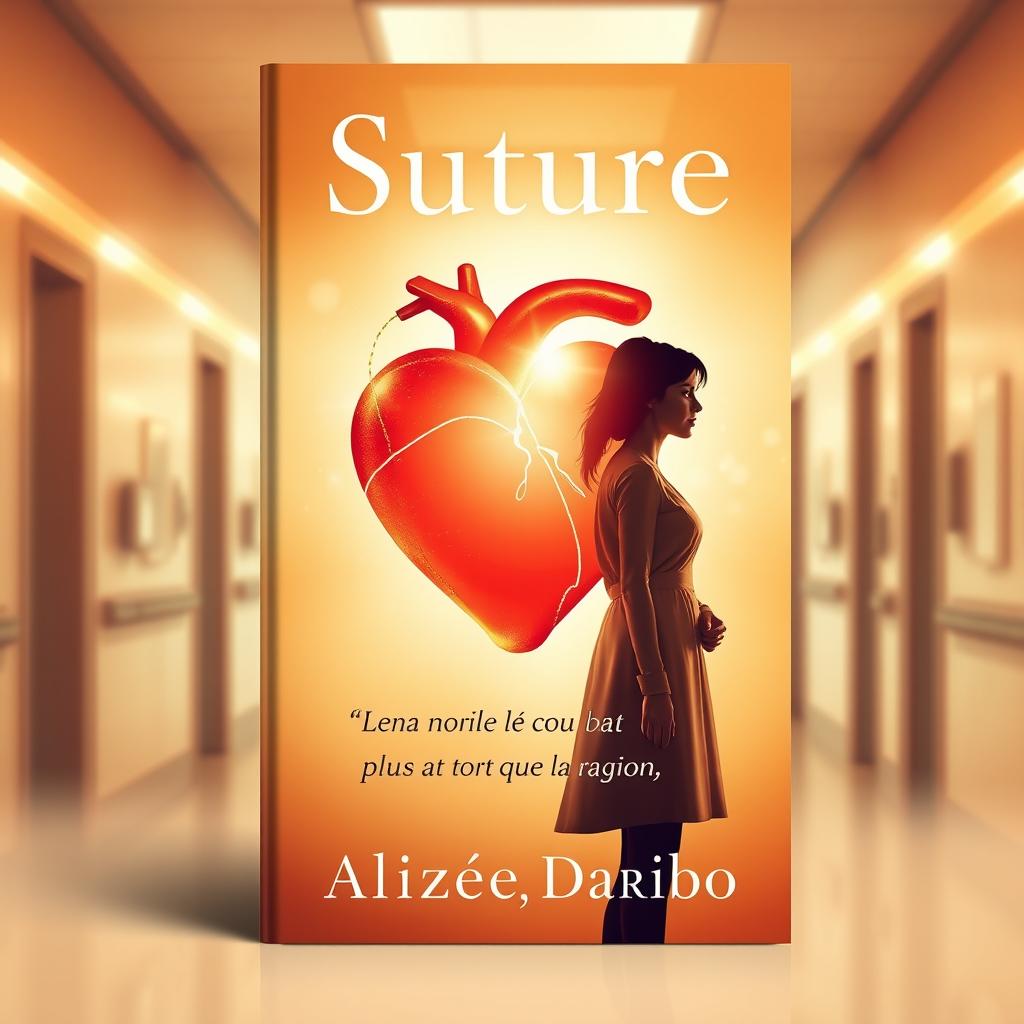 A captivating book cover design for 'Suture' featuring a bright and luminous aesthetic
