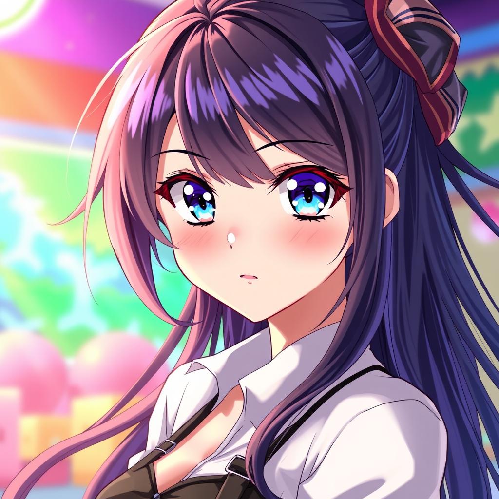 A captivating anime girl with striking features, showcasing her beauty and confidence