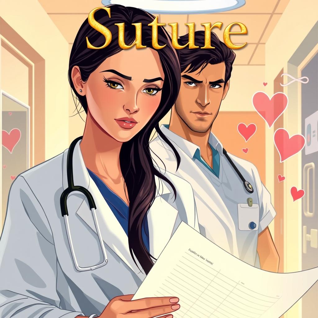 A captivating book cover illustration for 'Suture: Quand le coeur bat plus fort que la raison' by Alizée Daribo