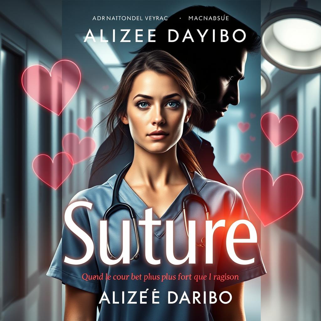 A luminous book cover design for 'Suture: Quand le coeur bat plus fort que la raison' by Alizée Daribo