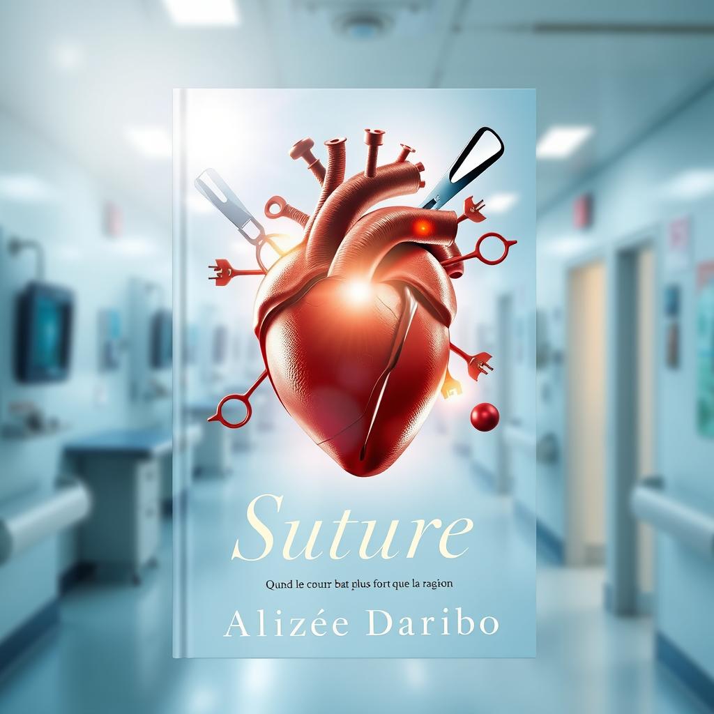 A luminous book cover design for 'Suture: Quand le coeur bat plus fort que la raison' by Alizée Daribo