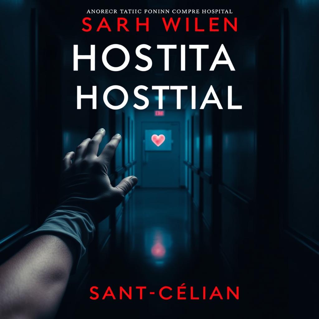 A mysterious book cover design featuring a dimly lit hospital corridor, with a focus on the north wing of the fictional Saint-Célian hospital