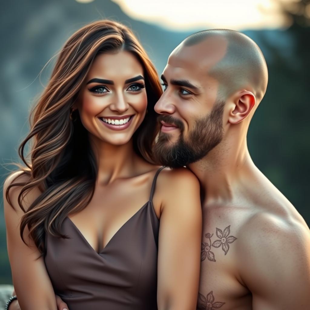A beautiful couple enjoying a romantic moment together