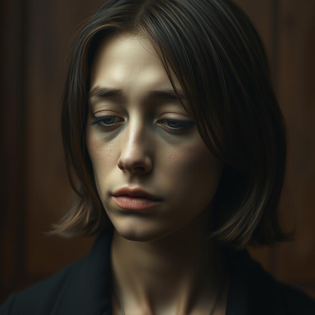 A portrait of a withdrawn person, capturing a sense of introspection and solitude