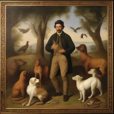 The painting depicted an animal trainer surrounded by various animals, showcasing the beauty of their bond.
