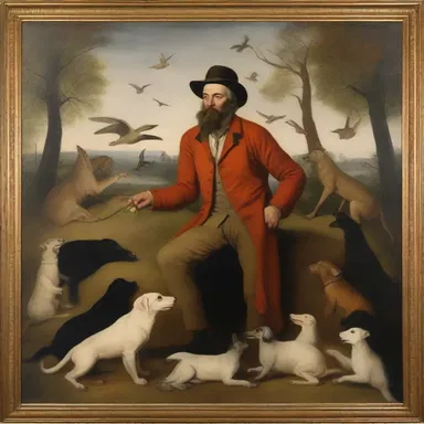 The painting depicted an animal trainer surrounded by various animals, showcasing the beauty of their bond.