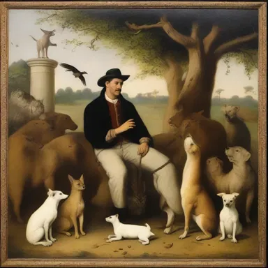 The painting depicted an animal trainer surrounded by various animals, showcasing the beauty of their bond.