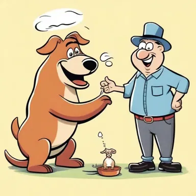 The cartoon depicted a comical animal trainer trying to train a mischievous animal with hilarious results.