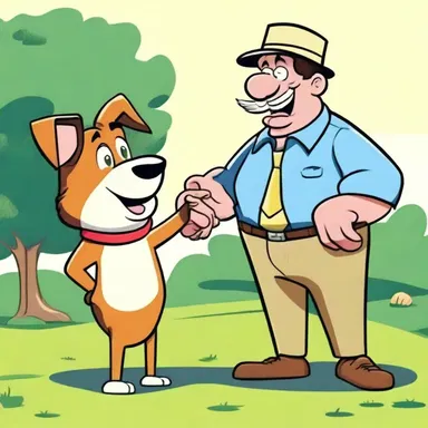 The cartoon depicted a comical animal trainer trying to train a mischievous animal with hilarious results.
