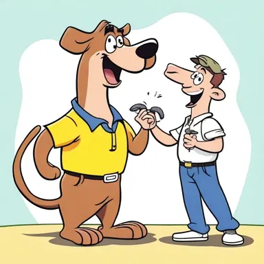 The cartoon depicted a comical animal trainer trying to train a mischievous animal with hilarious results.