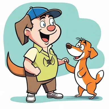 The cartoon depicted a comical animal trainer trying to train a mischievous animal with hilarious results.