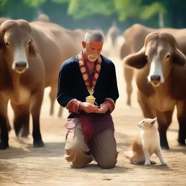 In some religious ceremonies, an animal trainer is involved in training animals to act as messengers or participants in sacred rituals.